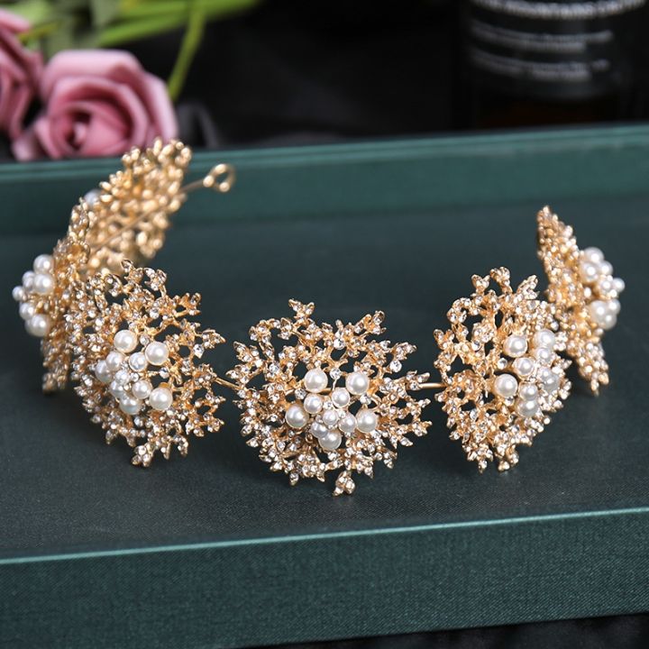 2022-metal-flowers-bridal-crown-hairband-pearls-wedding-tiara-shine-rhinestones-women-headpiece-earring-jewelry-set