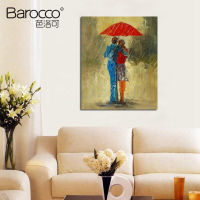 Barocco Modern home decoration figures romance in the rain painting hand painted palette knife rainday landscape oil painting on canvas 60x90cm 70x100cm 80x120cm Big Size