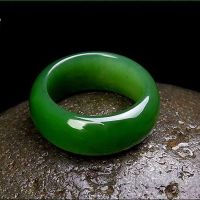 Natural Green Hetian Jade Ring Chinese Jadeite Amulet Fashion Charm Jewelry Hand Carved Crafts Gifts For Women Men Rings