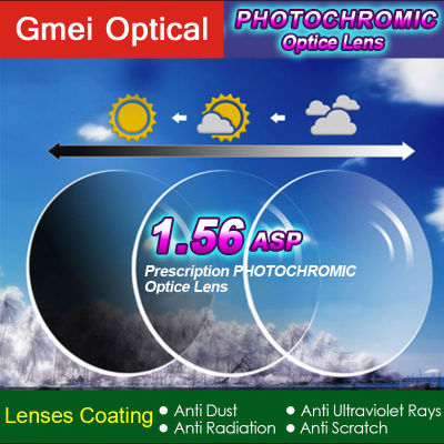 Gmei Optical 1.56 Index Photochromic Lenses Single Vision Prescription Optical Spectacles Lenses Fast Color Change Performance