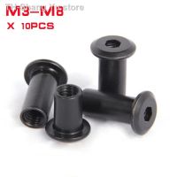 10pcs/lot M3 M4 M5 M6 M8 Black Zin Plated Large Flat Hex Hexagon Socket Head Rivet Connector Insert Joint Sleeve Cap Butt Nut