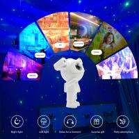 LED Astronaut Starry Sky Projection Light with Remote Control Projection Atmosphere Lamp Rotatable Cartoon 5V/1A Timing Function Room Decoration Props