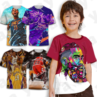 * YAYA * เสื้อยืดดาว NBA สำหรับเด็กผู้ชายและเด็กผู้หญิงเสื้อฤดูร้อน