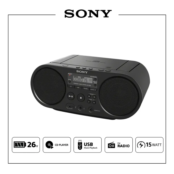 Sony ZS-PS50 Black Portable Cd Boombox Player Digital Tuner Am/FM / ZS ...