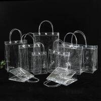 【CC】 10/20pcs/lot Transparent Soft Tote with Hand Plastic Handbag