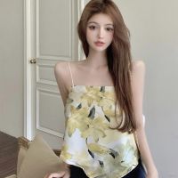 Korean Silk Scarf Bra Strap Women Summer Chiffon Bra Strap Back Printing Vest