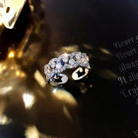 ARTMU แหวนเซอร์คอนประกายทรงเรขาคณิตแหวนใส่นิ้วของขวัญแหวนเปิดปรับแหวนเพชรฝังเพชรแบบไมโครบนก้านแหวนได้