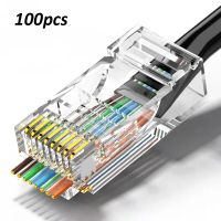 【YF】 100pcs RJ45 8P8C Network Cable Plug Gold-plated Cat6 Cat5 Cat5e