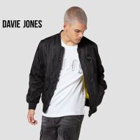 DAVIE JONES เสื้อแจ็คเก็ต ทรงบอมเบอร์ สีดำ Bomber Jacket in black JK0025BK