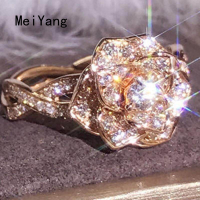 MeiYang แฟชั่น Elegant ผู้หญิงพราวแหวนดอกไม้ CZ Zircon แหวนวันครบรอบปีคุณภาพสูง Delicated แหวนคริสตัลงานแต่งแหวน