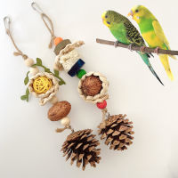 ของเล่นนกหวายธรรมชาติ Ball Pine Ball Parrots Chew ของเล่นบรรเทาความเบื่อหน่าย Hand Birdcage แขวน String Bird อุปกรณ์เสริม