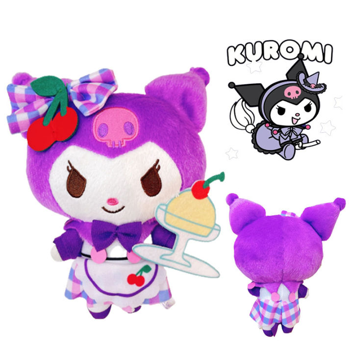 17cm Kuromi Plush Toys Maid Cosplay Soft Stuffed Animal Dolls Kids Xmas  Birthday Gift 