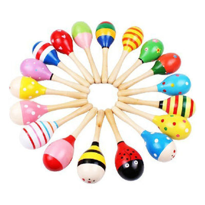 1Pcs ไม้ที่มีสีสัน Maracas เด็กทารกเครื่องดนตรี Rattle Shaker Party เด็กของขวัญของเล่นเด็กวัยหัดเดิน Toys