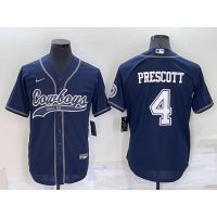 NFL Dallas Cowboys 4 DAK PRESCOTT 7 DIGGS 88 LAMB 11 PARSONS Navy Blue Baseball Jersey เสื้อบอล เสื้อกีฬาชาย