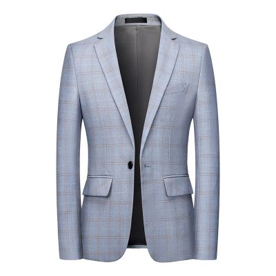 [COD] new mens single suit version casual business plaid one button jacket