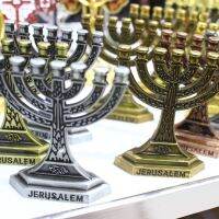 12 Tribes of Israel Menorah Jewish 7 Branch Holder Jerusalem Temple Candlestick Religious Candelabra for Church 87HA