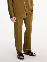 P.MITH - SS23 Olive Green Satin Straight Trousers