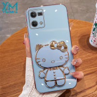 YiaMia เคสโทรศัพท์แฟชั่นสำหรับ OPPO Reno7 5G Reno7 4G Reno 7 SE Reno 7 Pro Reno5 Z Reno6 Z Reno8 5G Reno 8 Pro Reno9 Reno 9 Pro + ตัวชุบโลหะหรูหรา Fashion KT กระจกเงาโต๊ะเครื่องแป้งแมวฝาครอบโทรศัพท์แบบมีที่ยึด