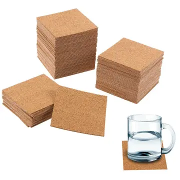 100/50Pcs Self Adhesive Cork Squares and Round DIY Adhesive Cork Board for  Coasters and DIY Crafts Self-Adhesive Cork Coasters