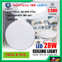 (แพ็ค 8 หลอด) โคมไฟติดเพดาน โคมไฟซาลาเปา 28 วัตต์ โคมไฟเพดานกลม โคมไฟ LED โคมไฟติดฝ้า หลอดไฟ LED IWACHI 28W แสงสีขาว DAYLIGHT