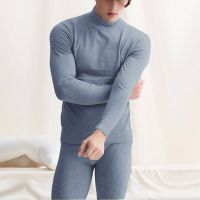 Aismz Hot Sale New Thermal Underwear Mens Long Autumn Winter Turtleneck Tops+Pants 2 Piece Set Warm Thick Plus Size L-2XL