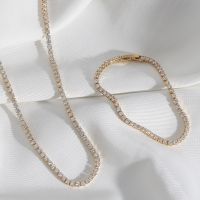 2022 New Blingbling Romantic AAA Zircon Stone 14K Gold Plated Choker Necklace Tennis Chain Necklace Bracelet Jewelry Set