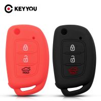 KEYYOU รีโมทกุญแจรถซิลิโคนเคสฮุนได I40 I20 I10 Ix35 Ix45 Creta Santa Fe Keyless Fob 3ปุ่ม