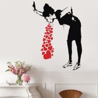 [COD] Woman Vomiting Blood Wallpaper Wall Stickers Self-adhesive Removable Vinyl Bedroom Room AL008