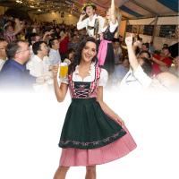 National Style Beer Festival Wench Costume Oktoberfest Dirndl Dress with Apron Maid Uniform Suit