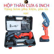 Máy cưa xích mini chạy pin cầm tay 6 Inch- Máy cưa cành cây chạy pin KÈM 2