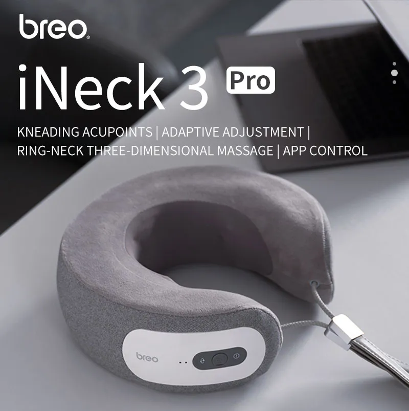 Breo Official Breo iNeck3 Pro Electric Neck Massager, Shiatsu Massage  Pillow with Heat, Deep Tissue Kneading & APP Control for Relax, Airplane,  Car, Travel, Office, Home, Gift