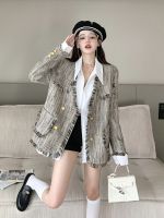 Uniqlo 2023 New Fashion version French style tweed tassel jacket for women in spring and autumn thin small beautiful and high-end retro suit