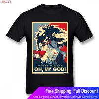 เสื้อยืดแขนสั้น Jojo Bizarre Adventure Vintage Joestar Joseph Oh My God Letter T-Shirt For Men Plus Size Cotton Cool TeeS-5XL