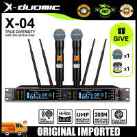 X-Duomic X-04, ไมโครโฟนไร้สายสองตัว, ความถี่การจับคู่อินฟราเรด, 1U, UHF, ความถี่ลอยอยู่ที่ 600HMZ, รับระยะทาง 200 เมตร