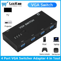 LccKaa 4พอร์ต VGA Switcher Splitter 4วิธี VGA Video Switch Adapter Converter กล่อง4 In 1 Out สำหรับ PC Monitor อุปกรณ์เสริม