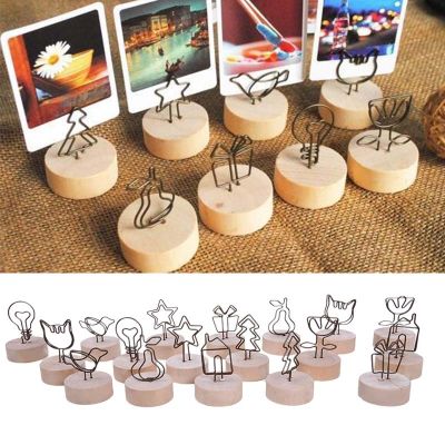 1Pcs Creative Wooden Photo Clip Memo Name Card Pendant Holder Note Articles Picture Frame Table Number Wedding Photo Holder