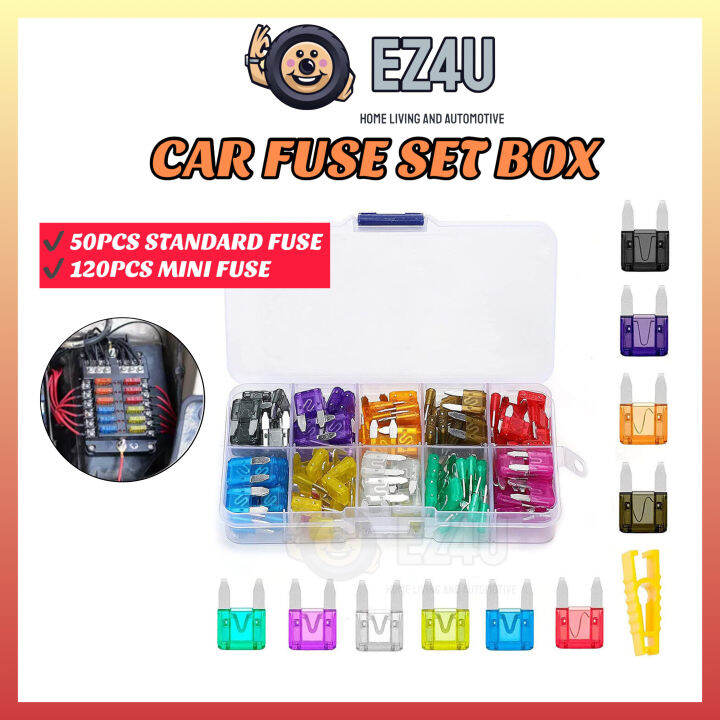 [EZ4U] Car Fuse Set Box Standart Mini Fuse Blade Kit Fius Kereta Dan