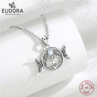 Eudora 925เงินสเตอร์ลิง Triple Moon เทพธิดาสร้อยคอผู้หญิง Man Moonstone Tree Of Life Amulet จี้แม่มดเครื่องประดับ Gift