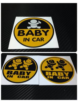 สติ๊กเกอร์ตัดคอม สะท้อนแสง 3M แท้ ลาย BABY IN CAR มีเด็กในรถ เด็กในรถ Child in Car sticker ติดรถ แต่งรถ สติกเกอร์ สติกเกอ น่ารัก ทารถ เด็กทารถ ในรถ กลม