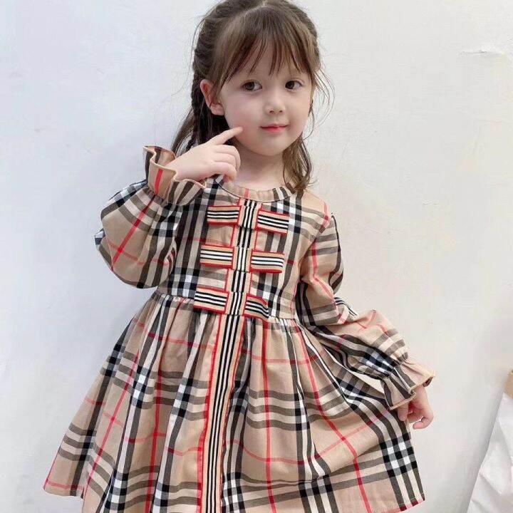 のBurberryの Baby girls plaid dress long sleeve cotton fabric princess