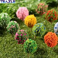 TEAZLE 10pcs คุณภาพสูง ของเล่นสำหรับเด็ก พลาสติก ต้นไม้ประดิษฐ์ทิวทัศน์ อุปกรณ์ภูมิทัศน์อาคาร การตกแต่งรถไฟ ต้นไม้ดอกไม้จิ๋ว