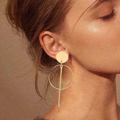 【YF】 2019 Fashion Statement Clip on Earrings Geometric for Women Hanging No Hole Modern Jewelry
