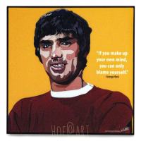 George Best จอร์จ เบสต์ Manchester United แมนยู ผีแดง ปีศาจแดง รูปภาพ​ติด​ผนัง​ pop art พร้อมกรอบและที่แขวน ฟุตบอล​ กรอบรูป​​ แต่งบ้าน