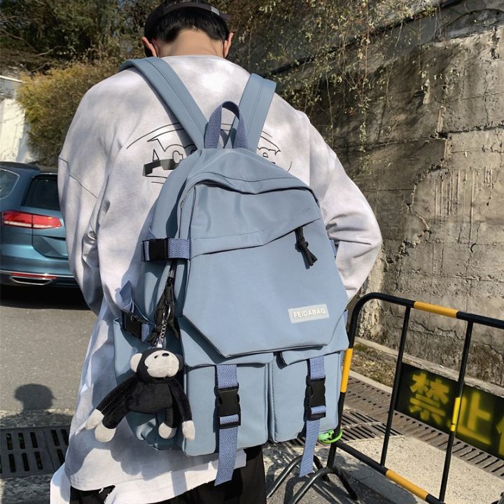 กระเป๋าโรงเรียนมัธยม-man-ins-cool-กระเป๋าเป้สะพายหลัง-han-edition-2021หญิงนักศึกษาวิทยาลัยหดกระเป๋าเป้สะพายหลังขนาดใหญ่
