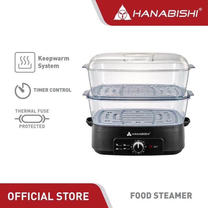 Hanabishi Food Steamer 24 Liters 2 layers 24L Keep Warm Function Free Container (HFS85