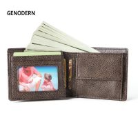 GENODERN New Arrival RFID Short Wallet for Men with Coin Pocket Genuine Leather Men Wallets Bifold Male Purse Man Wallet