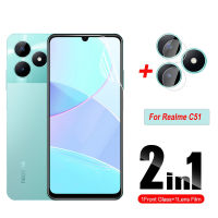 ฟิล์มไฮโดรเจล2 In 1สำหรับ Realme C51 C53 C35 C55 C 51 C 53 Real Me C53 RealmeC51 2023ฟิล์มป้องกันหน้าจอแบบอ่อนเต็มป้องกันเลนส์กล้องฟิล์มกันรอยด้านหน้า