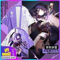 COD DSFDGDFFGHH Anime Genshin Impact Raiden for Women Shogun Casual Hooded T-Shirt Shorts Cosplay Student Summer Loose Haori Tops