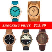 ♔ Wood Watches Men Women Universal Bamboo Watch on Promotion Wooden Leather Quartz Wristwatch часы женские Great Gift BOBO BIRD