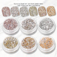 【คลังสินค้าพร้อม】Nail Glitter Powder Rhinestones Sequins DIY Nail Art ขนาดผสมตกแต่งเล็บเล็บ Glitter Flake Nail Supplies